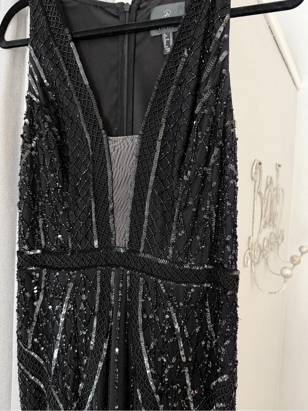 Adrianna Papell Black Beaded V-Neck Maxi Dress - Picture 2 of 12